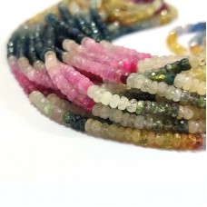 Multi sapphire 3.5mm rondelle facet beads strand